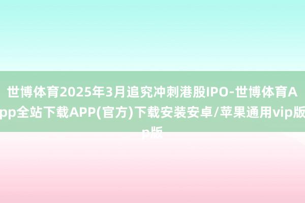 世博体育2025年3月追究冲刺港股IPO-世博体育App全站下载APP(官方)下载安装安卓/苹果通用vip版